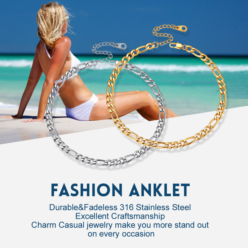 5mm Classic Figaro Link Anklet Bracelet for