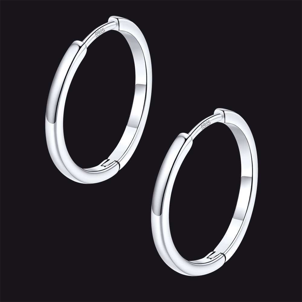 Classic Sterling Silver Huggie Hoop Earrings for