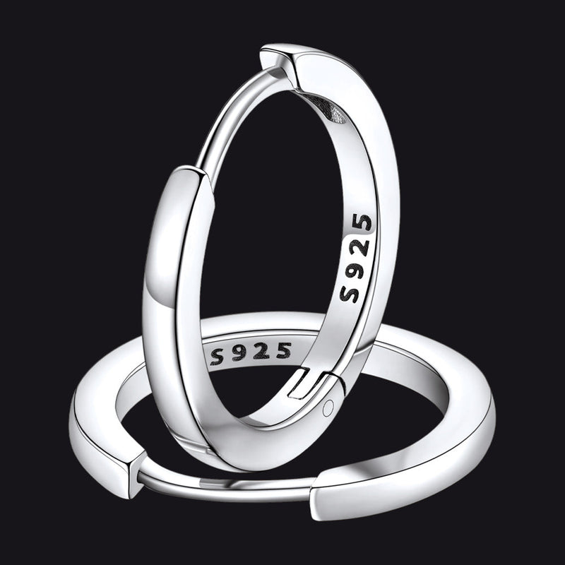 Classic Sterling Silver Huggie Hoop Earrings for