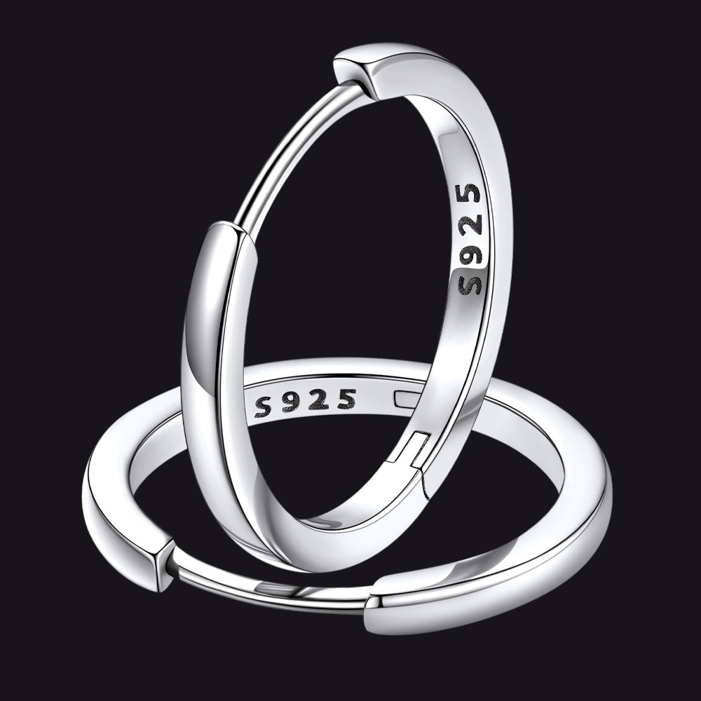 Classic Sterling Silver Huggie Hoop Earrings for