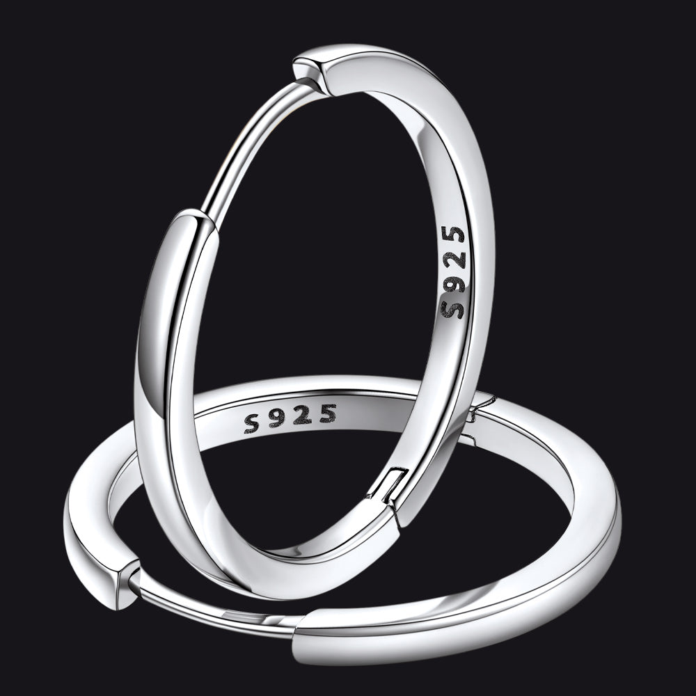 Classic Sterling Silver Huggie Hoop Earrings for