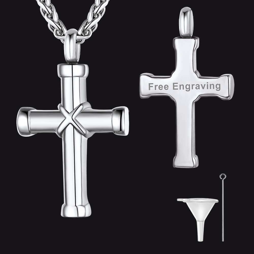 Customized Cross Cremation Urn Necklace Memorial Jewelry for