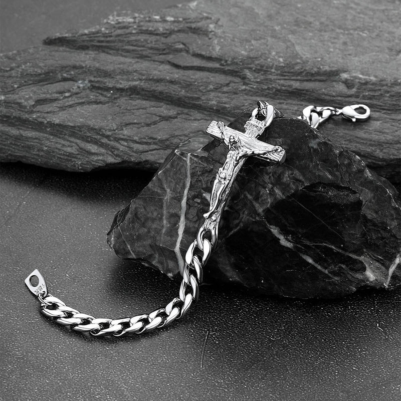 Christian Cross Cuban Chain Bracelet Gift for My Son Grandson