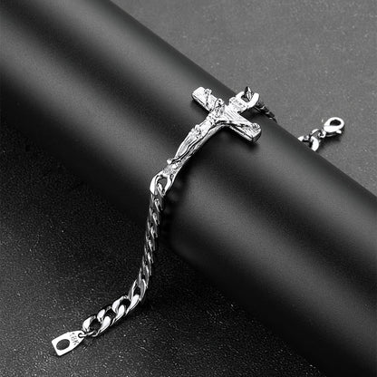 Christian Cross Cuban Chain Bracelet Gift for My Son Grandson
