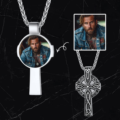 Personalized Celtic Cross Pendant Necklace With Picture