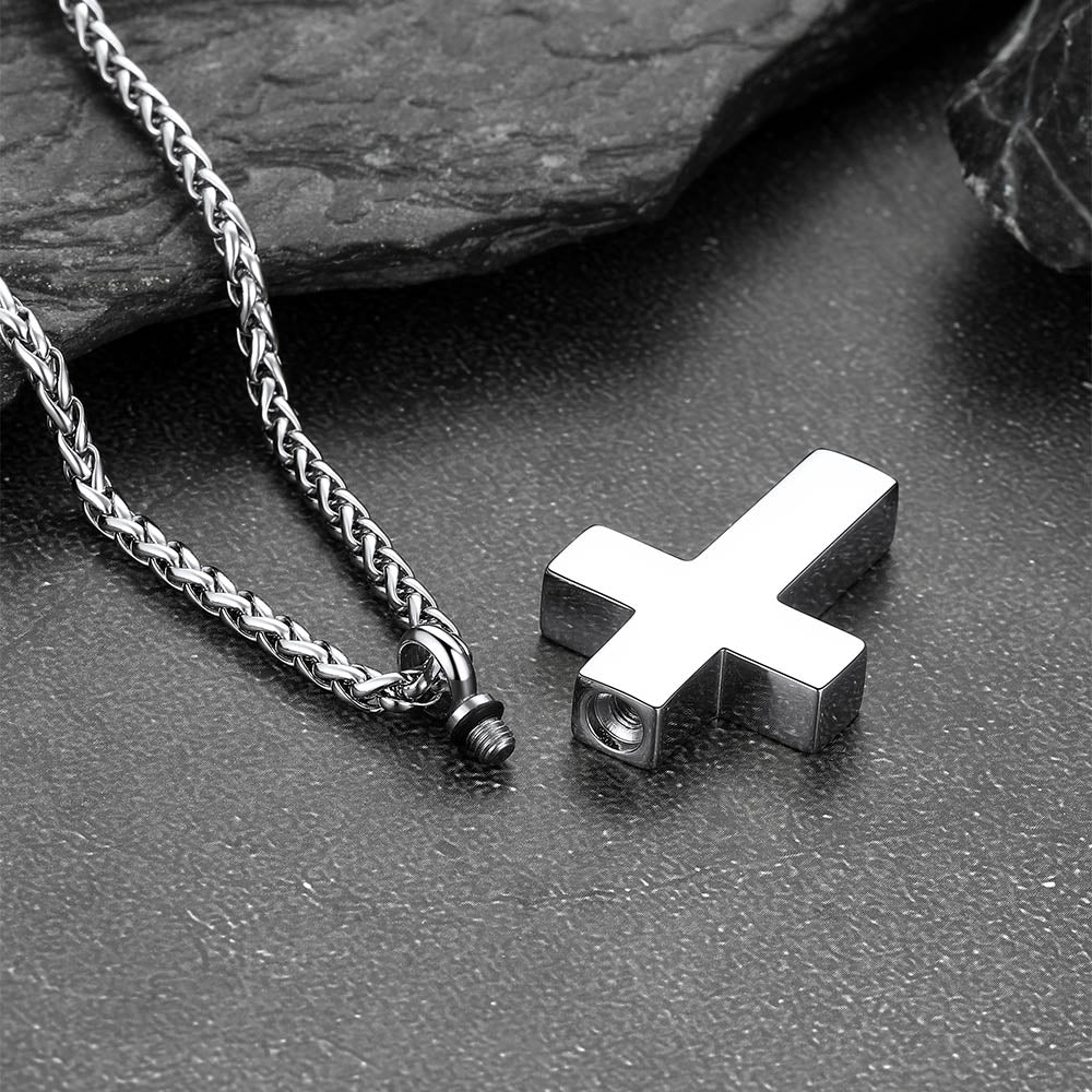 Customized Cross Cremation Urn Ashes Necklace Memorial Keepsakes Pendant