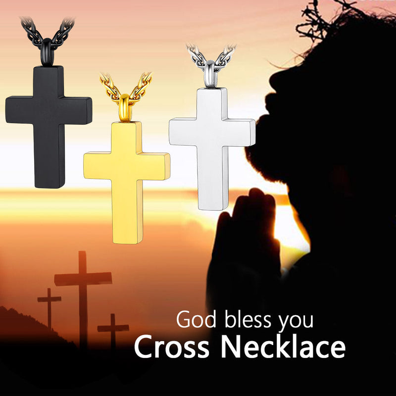 Customized Cross Cremation Urn Ashes Necklace Memorial Keepsakes Pendant