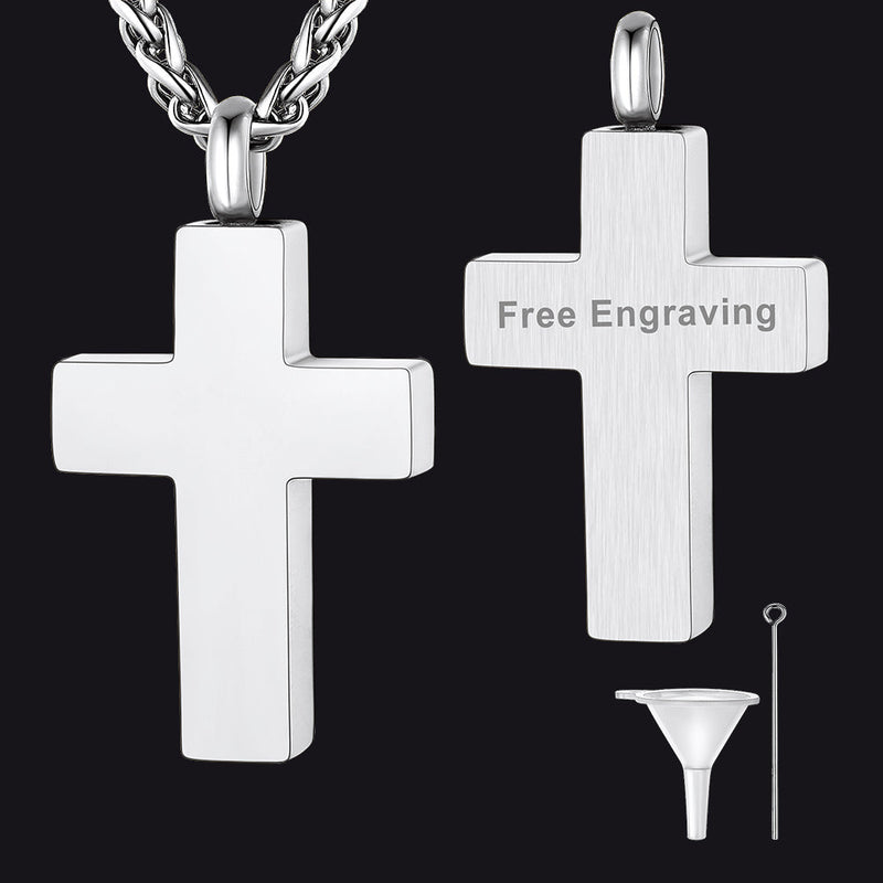 Customized Cross Cremation Urn Ashes Necklace Memorial Keepsakes Pendant