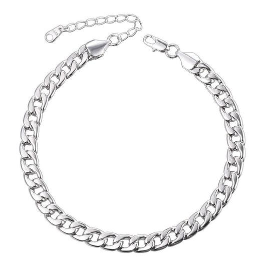7mm Cuban Chain Anklet Bracelet for