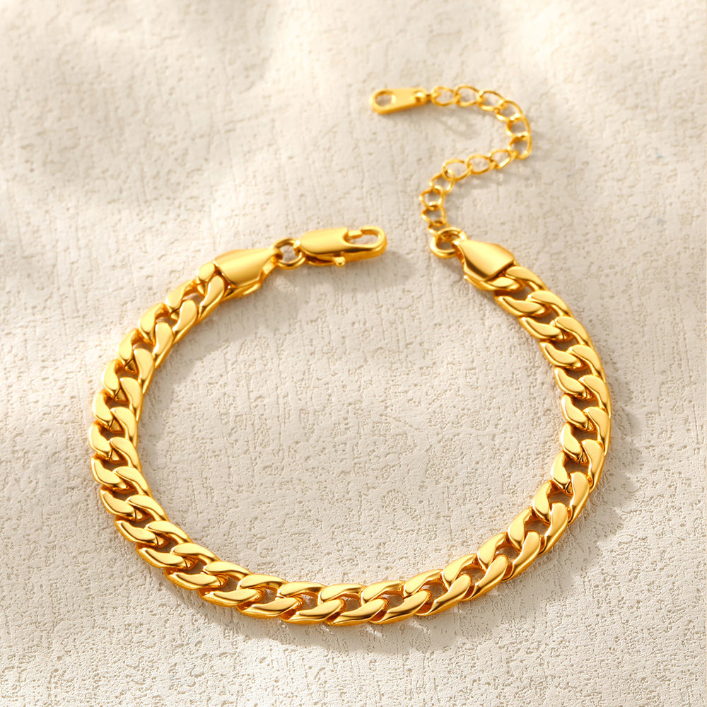 7mm Cuban Chain Anklet Bracelet for