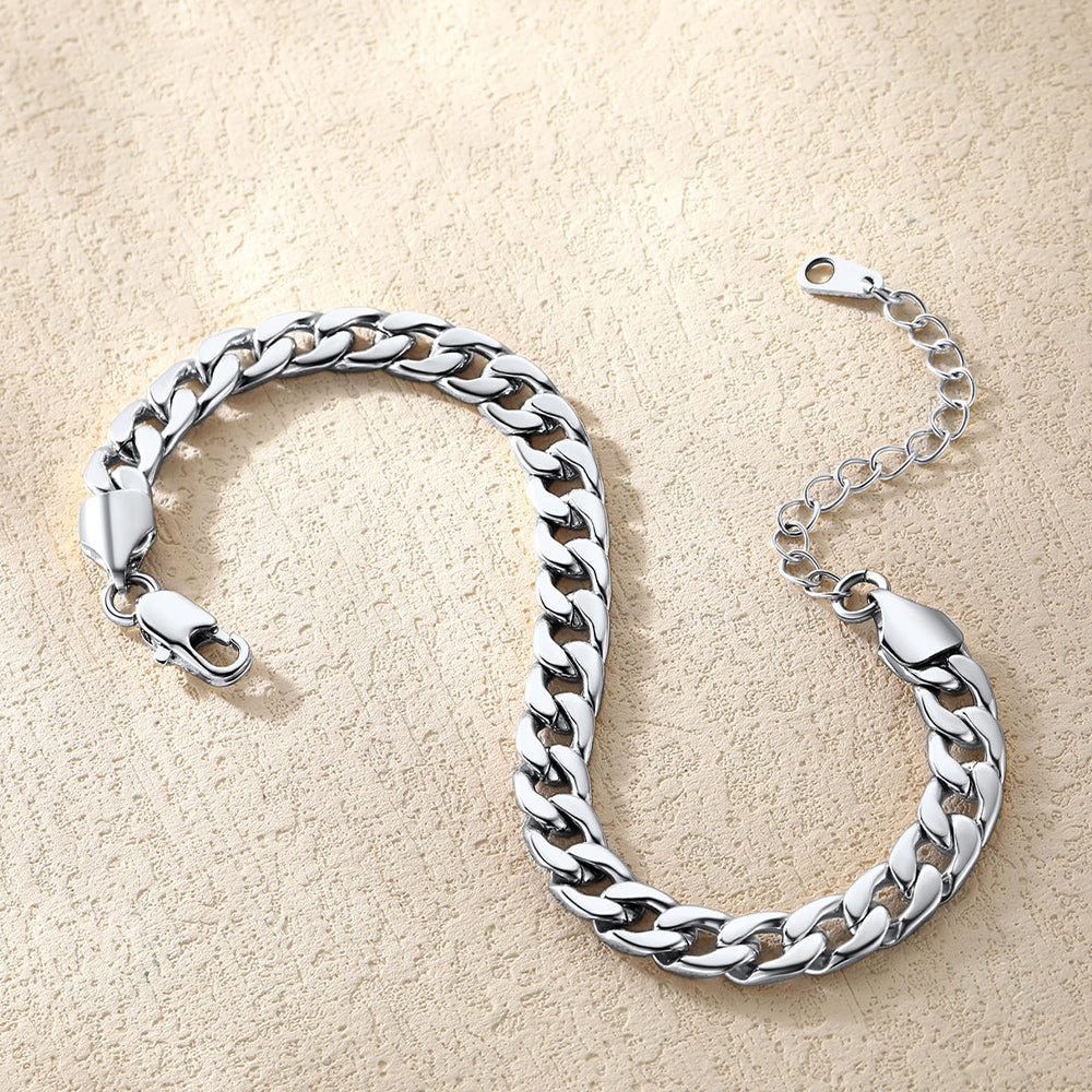 7mm Cuban Chain Anklet Bracelet for