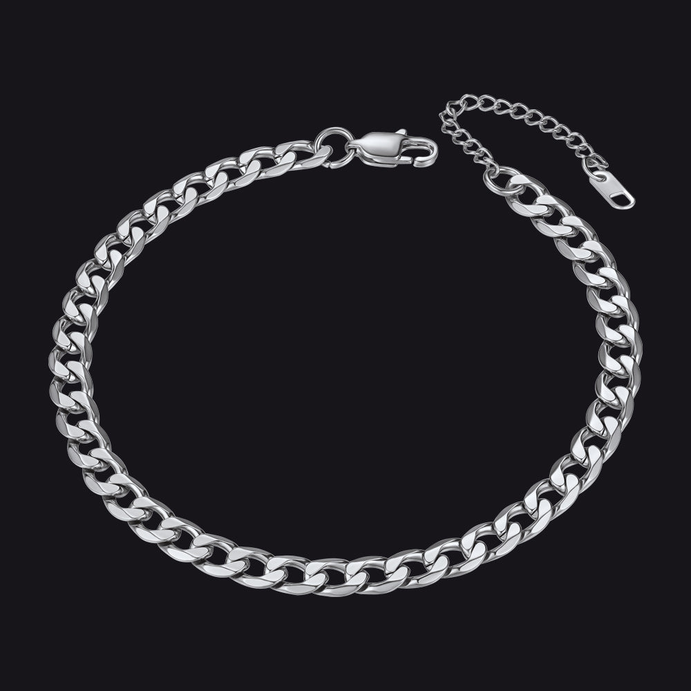 Stainless Steel Cuban Chain Link Anklet Bracelet for