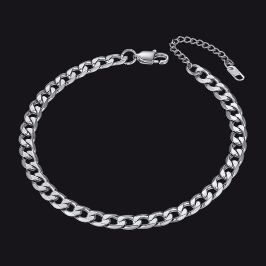 Stainless Steel Cuban Chain Link Anklet Bracelet for