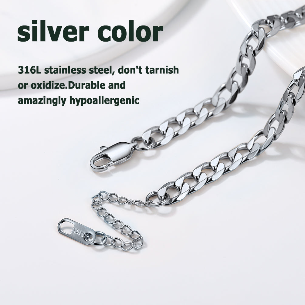 Stainless Steel Cuban Chain Link Anklet Bracelet for
