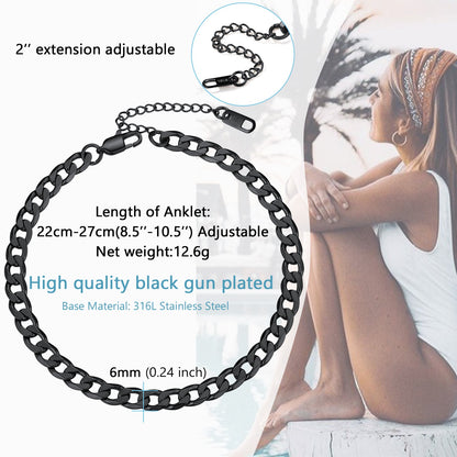 Stainless Steel Cuban Chain Link Anklet Bracelet for