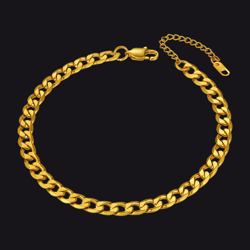 Stainless Steel Cuban Chain Link Anklet Bracelet for