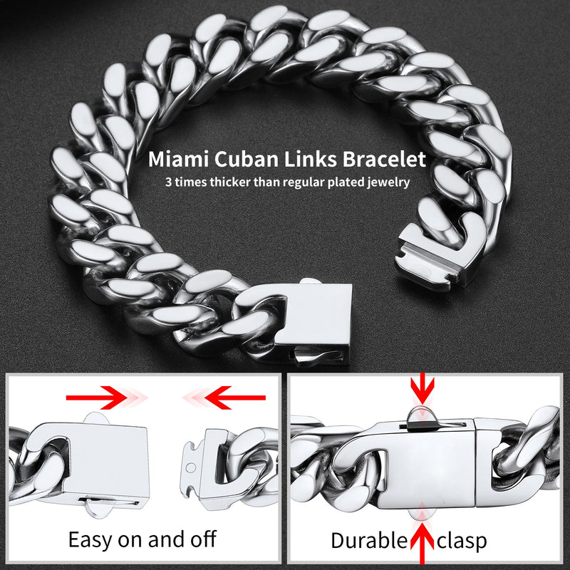 Miami Cuban Link Chain Bracelet 5/7/9/12mm Width for