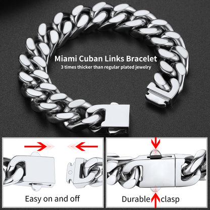 Miami Cuban Chain Bracelet 5/7/9/12mm Width Birthday Gift for