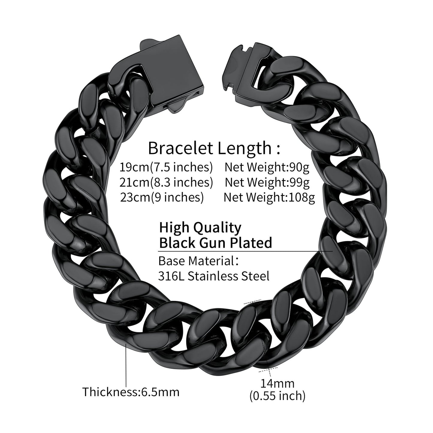 Miami Cuban Chain Bracelet 5/7/9/12mm Width Birthday Gift for