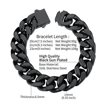 Miami Cuban Link Chain Bracelet 5/7/9/12mm Width for