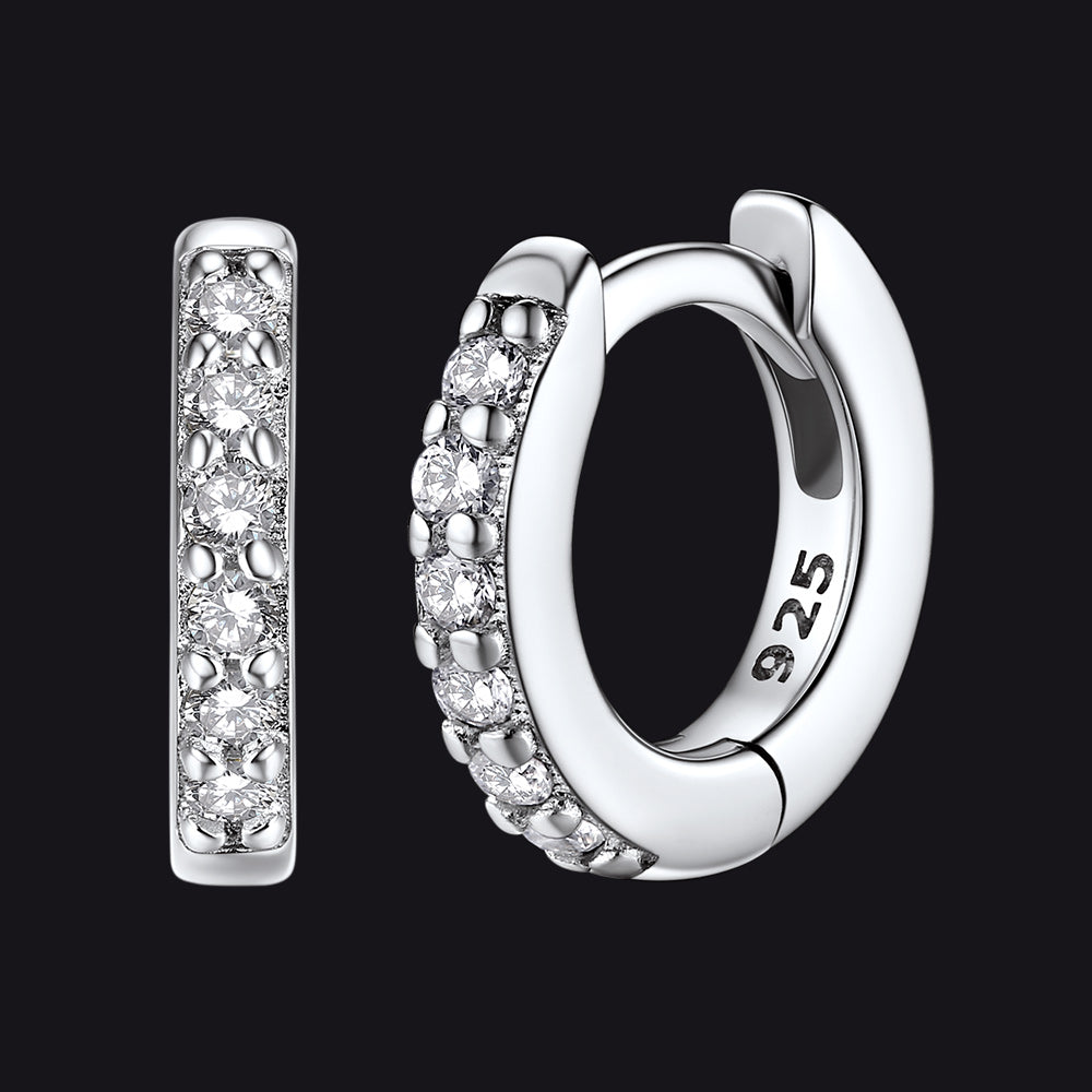 Sparkling Diamond Cartilage Huggie Hoop Earrings for in Sterling Silver