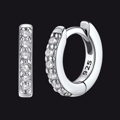 Sparkling Diamond Cartilage Huggie Hoop Earrings for in Sterling Silver