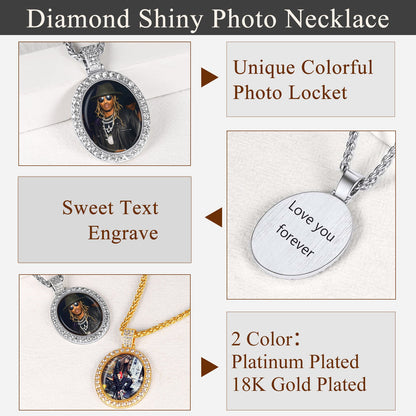 Customized Oval Memorial Circle Picture Necklace With Photo for