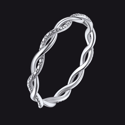 Sterling Silver Cubic Zirconia Twisted Band Ring for
