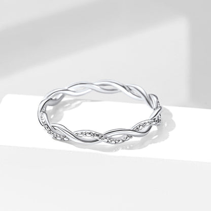 Sterling Silver Cubic Zirconia Twisted Band Ring for