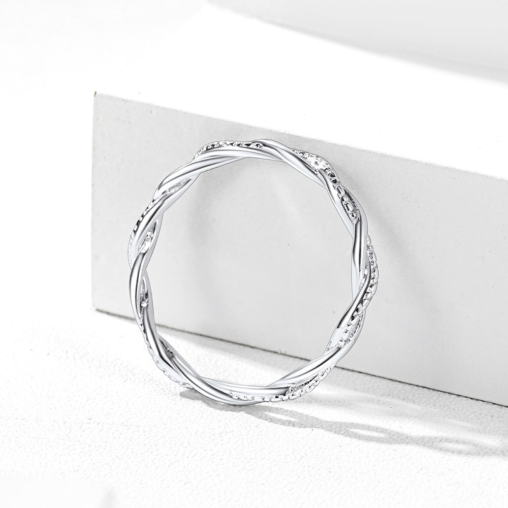 Sterling Silver Cubic Zirconia Twisted Band Ring for
