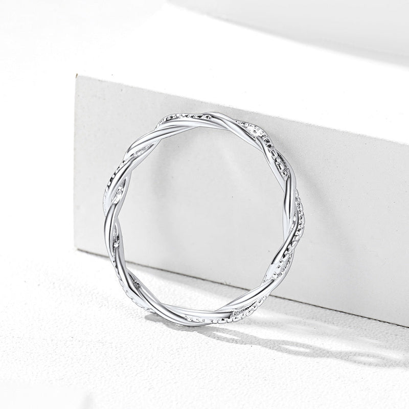 Sterling Silver Cubic Zirconia Twisted Band Ring for