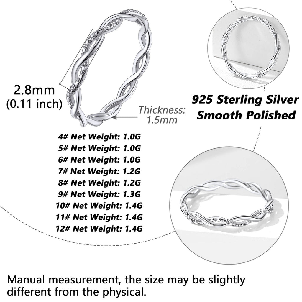 Sterling Silver Cubic Zirconia Twisted Band Ring for