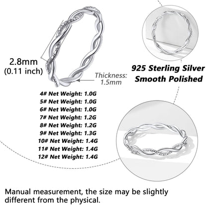 Sterling Silver Cubic Zirconia Twisted Band Ring for