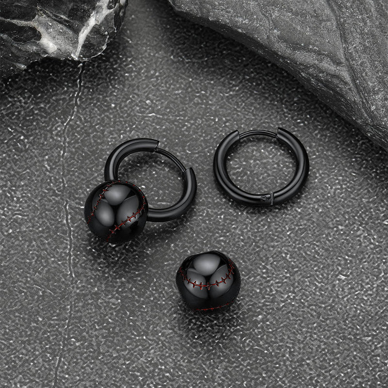 Baseball Drop Hoop Earrings for