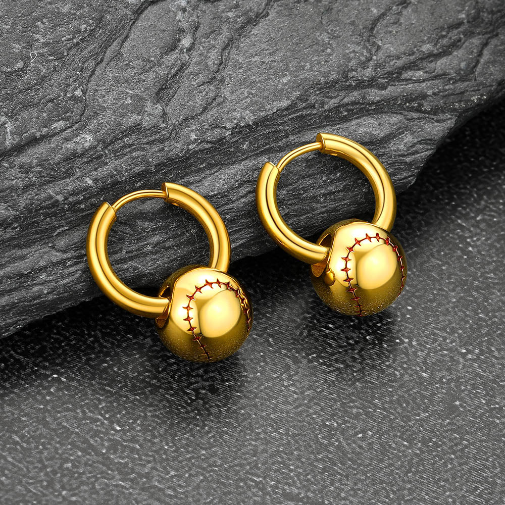 Baseball Drop Hoop Earrings for