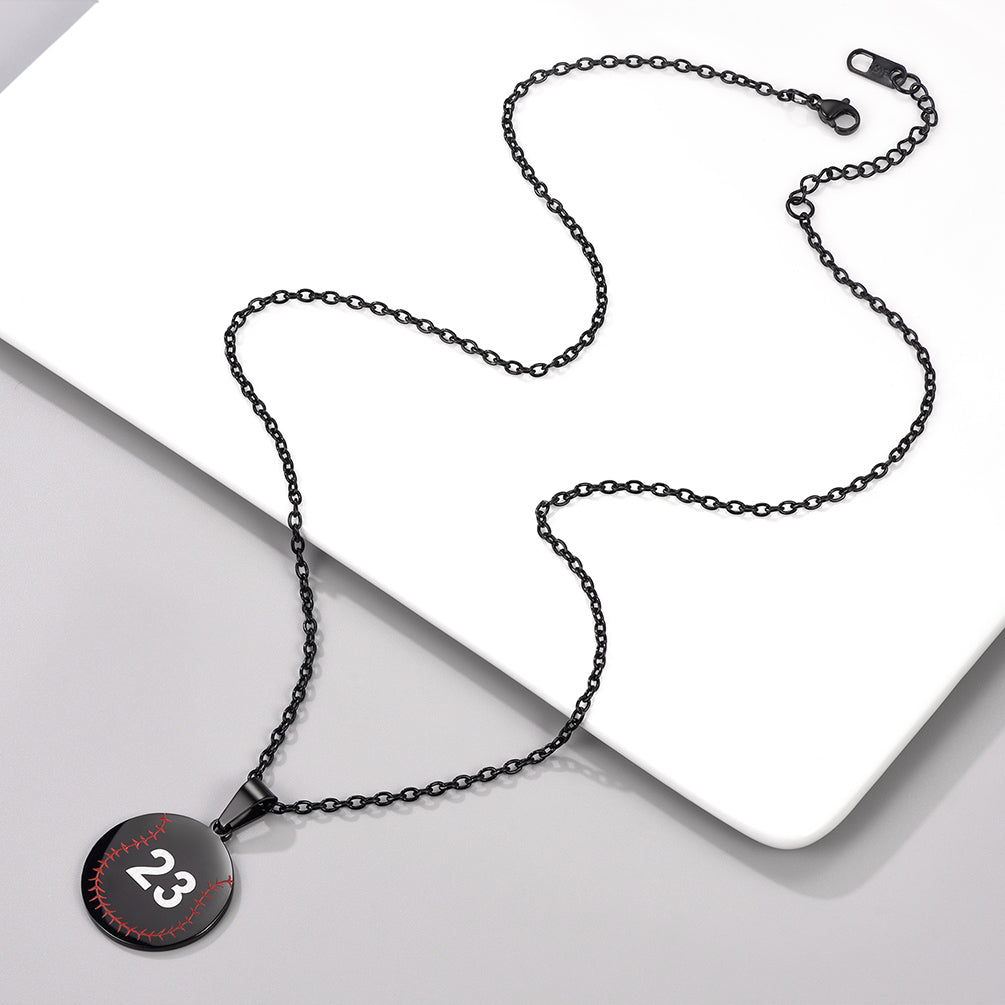 Custom Number Baseball Disc Necklace Sport Chain for