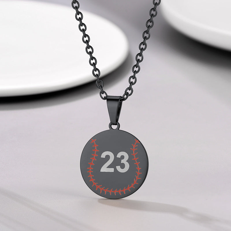 Custom Number Baseball Disc Necklace Sport Chain for