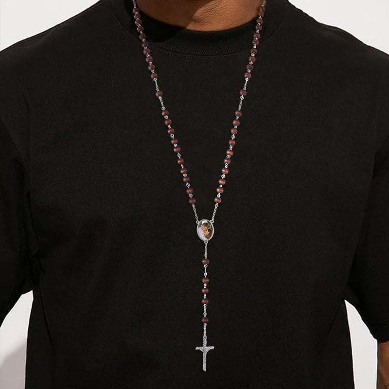 Custom Catholic Rosary Beads Necklace With Picture for