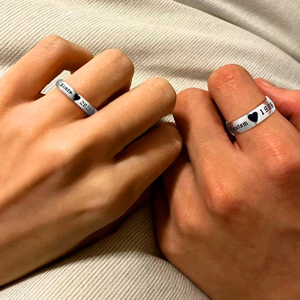 Custom Engraved Matching Promise Rings Set Gift for Couple