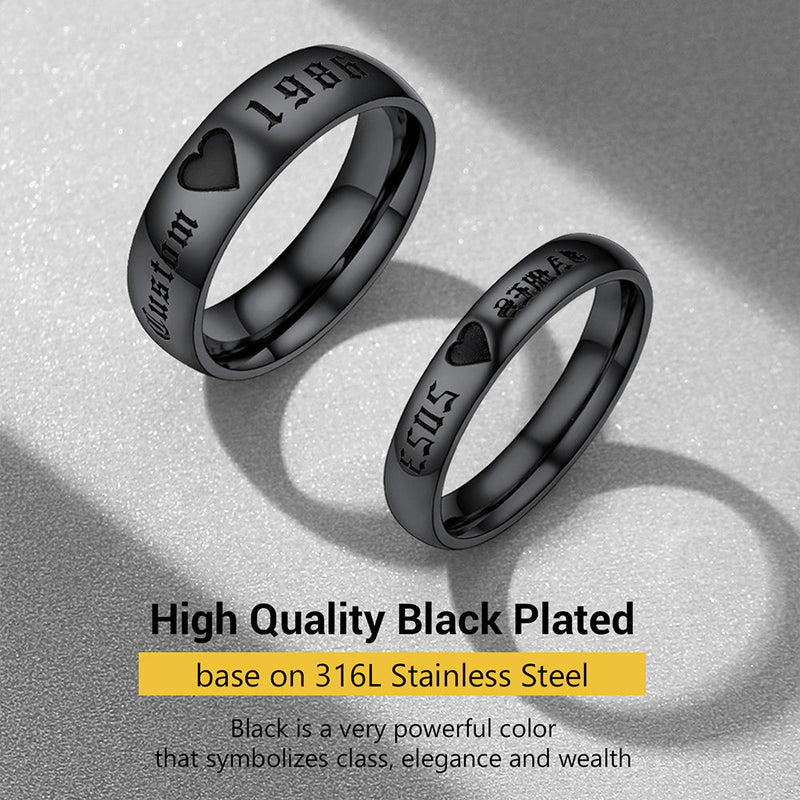 Custom Engraved Matching Promise Rings Set Gift for Couple