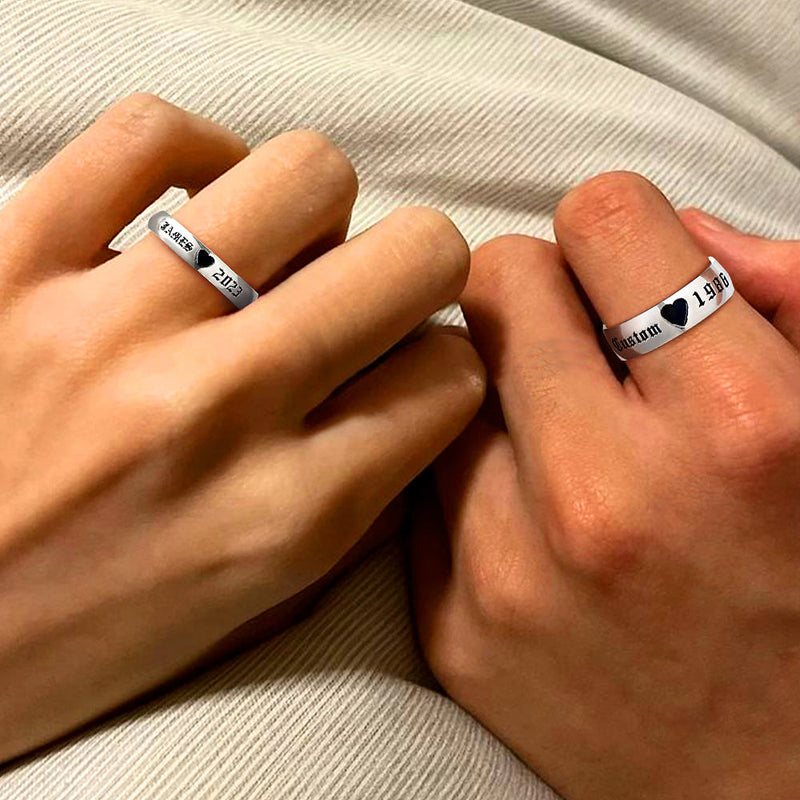 Custom Engraved Matching Promise Rings Set Gift for Couple