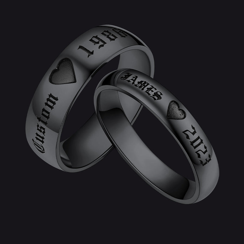 Custom Engraved Matching Promise Rings Set Gift for Couple