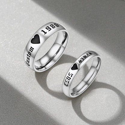 Custom Engraved Matching Promise Rings Set Gift for Couple