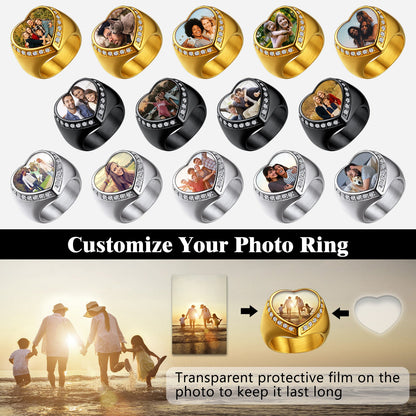 Personalized Custom Heart Photo Signet Ring for