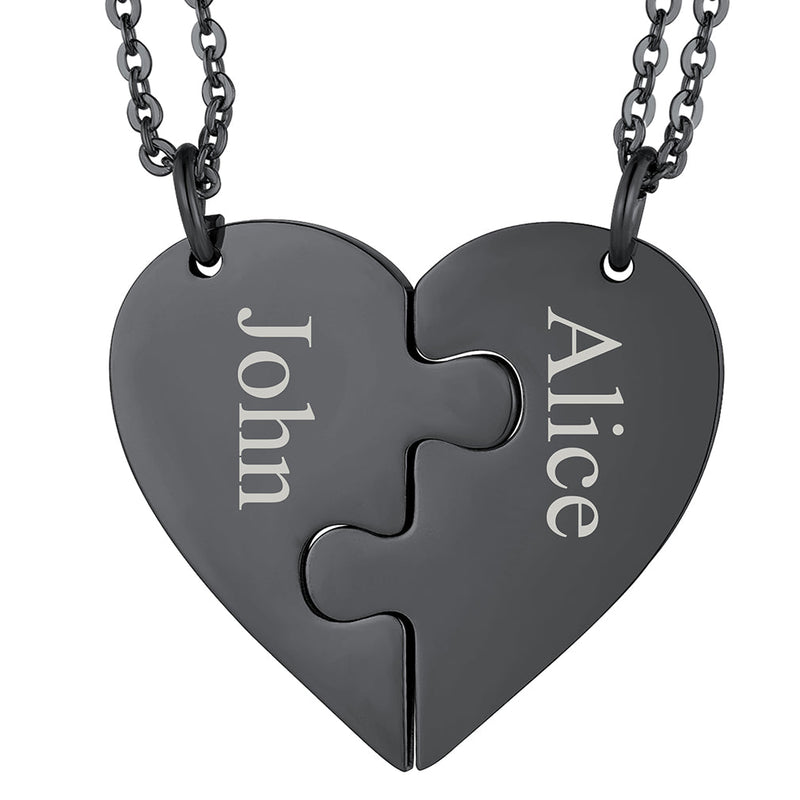 Personalized Heart Puzzle Matching Necklaces for Couples Mom Daughter Bff