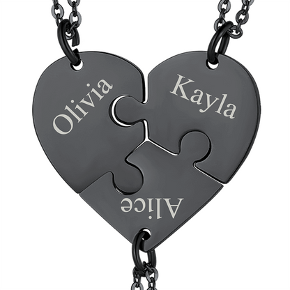 Personalized Heart Puzzle Matching Necklaces for Couples Mom Daughter Bff