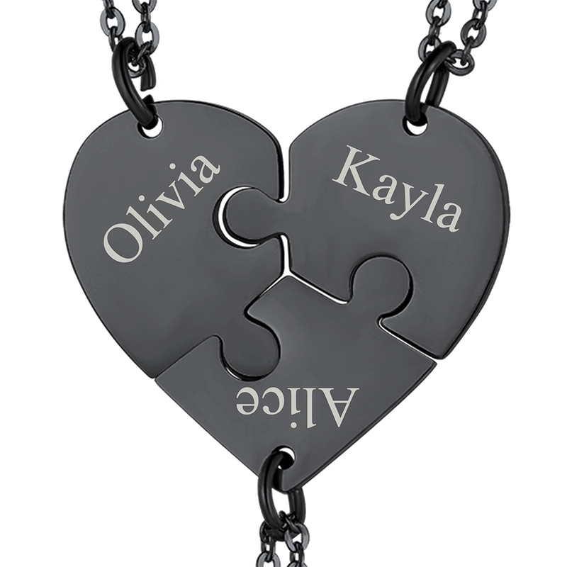 Personalized Heart Puzzle Matching Necklaces for Couples Mom Daughter Bff