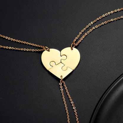 Personalized Heart Puzzle Matching Necklaces for Couples Mom Daughter Bff