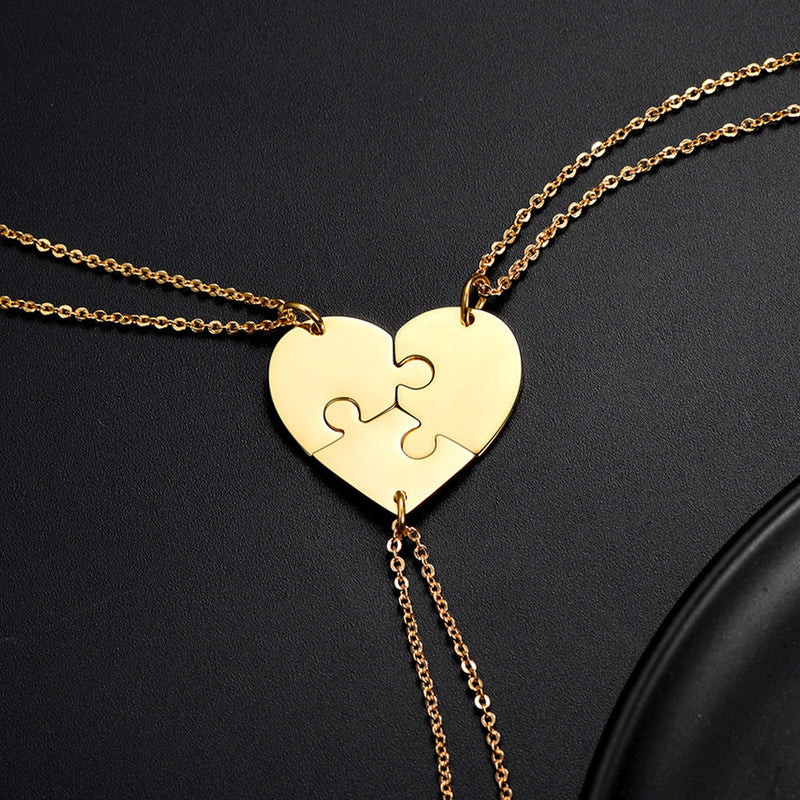 Personalized Heart Puzzle Matching Necklaces for Couples Mom Daughter Bff