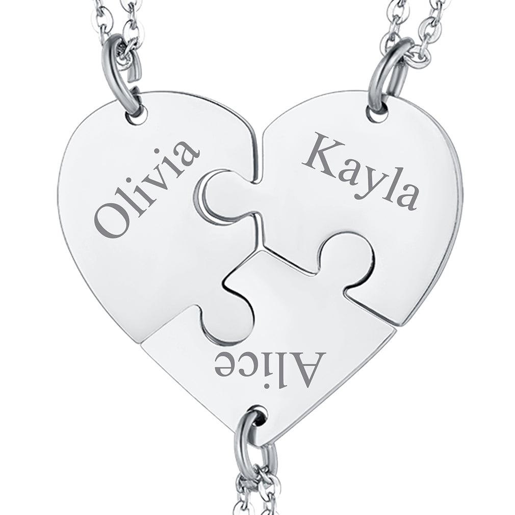 Personalized Heart Puzzle Matching Necklaces for Couples Mom Daughter Bff